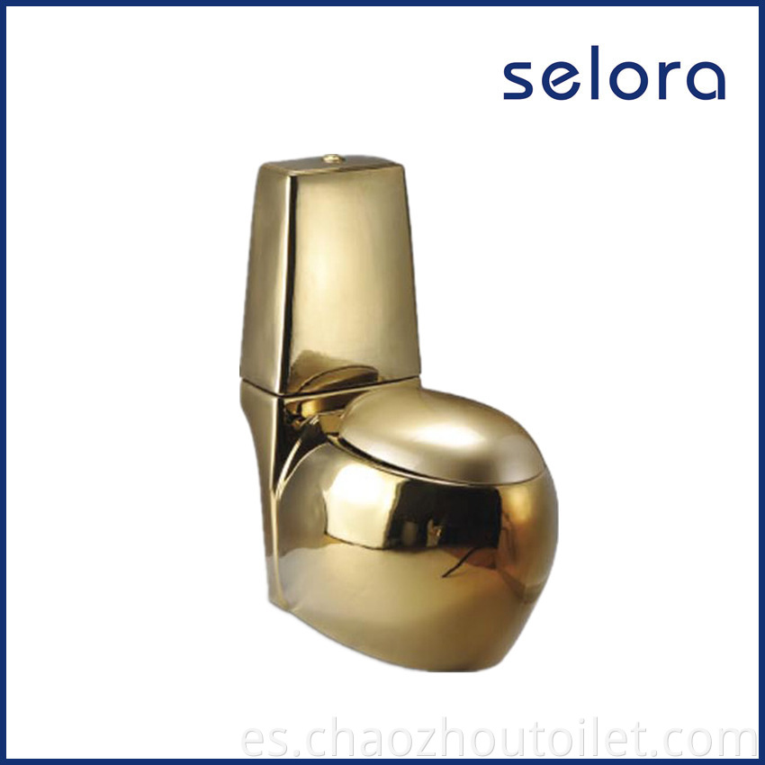 Inodoro de lujo de dos piezas de color dorado con forma de huevo para la venta